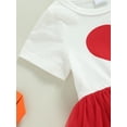 thumbnail image 6 of Suealasg Kid Girls Valentine’s Day Dress 6M 9M 1T 2T 3T Red Heart Print Short Sleeve Round Neck Tutu Dress Toddler Baby Girls Summer Casual Dress, 6 of 9