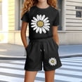 thumbnail image 4 of BRGZLK Summer Sets for Girls Casual Sunflower Print Short Sleeve Round Neck Pullover Top and Shorts Set Kids Girls Soft Comfortable Set 2026 Black 13-14 Years, 4 of 5