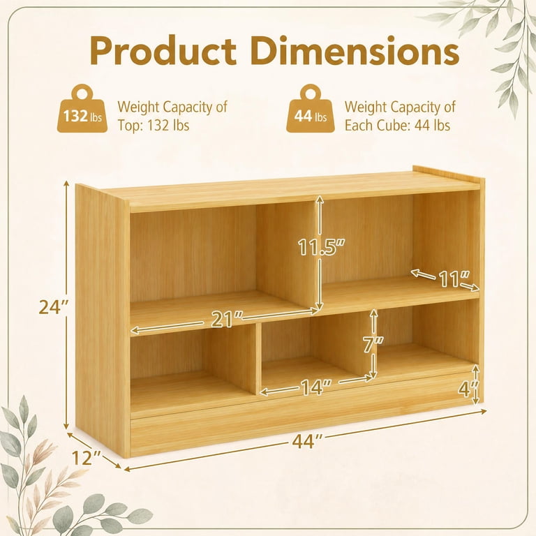 Costway Kids 5-Cube Storage Cabinet with Shelves, Beige photo 3