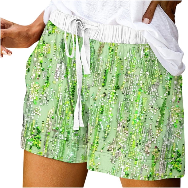 Mujeres Pantalones Cortos con Bolsillos Impresos Detalle Vendaje, Casual Y Suelto Ajuste Pantalones Cortos de las Mujeres para el Verano