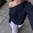 thumbnail image 5 of IAMHOTTY High Street - Suéter de cuello oblicuo con ojal para otoño e invierno, jerseys de punto holgados y elegantes, jerseys de colores sólidos que combinan con todo, 5 of 5