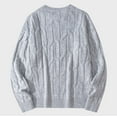 thumbnail image 2 of RYDCOT Mens Oversized Sweater Pullover Unisex Long Sleeve Cable Knit Jacquard Texture Sweaters Streetwear Casual Classic Soft Sweater Jumper Tops for Spring Fall Gray, 2 of 9