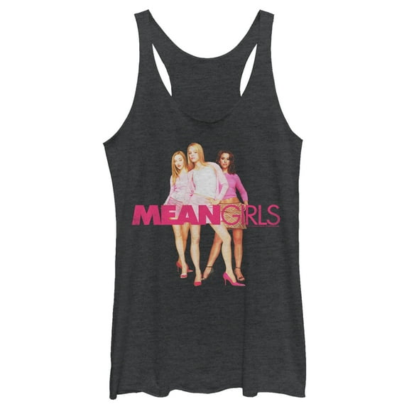 Women's Mean Girls The Plastics Group Shot Racerback Tank Top Black Heather Medium