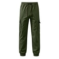 thumbnail image 3 of WERYOUNG Boys Girls Cargo Pants Elastic Drawstring Waist Straight Leg Joggers Trousers Kids Loose Fit Back To School Pants 5-6 Years, 3 of 5