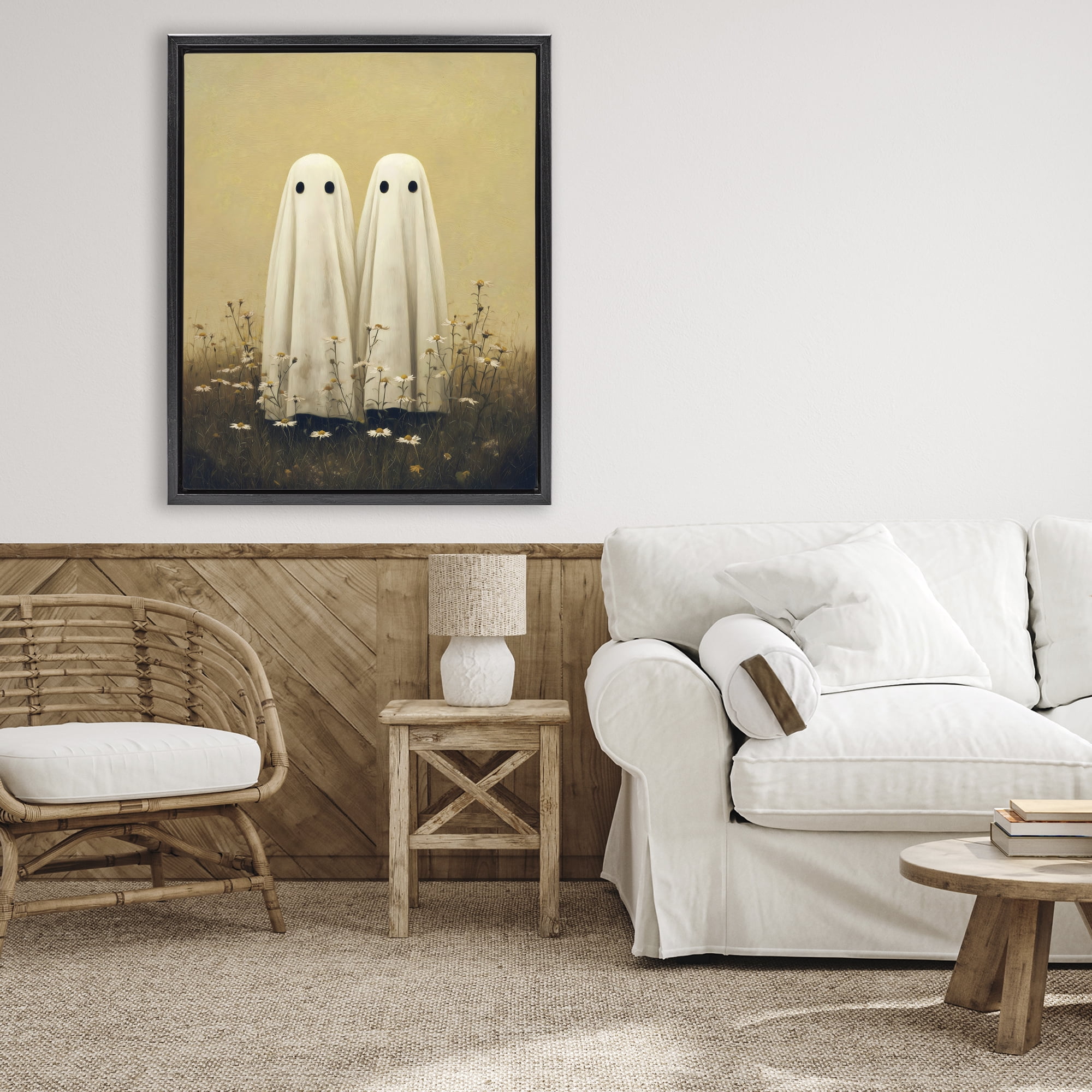 Daisy Ghost Couple Black Framed Floater Canvas Wall Art, design by Arlington Prints