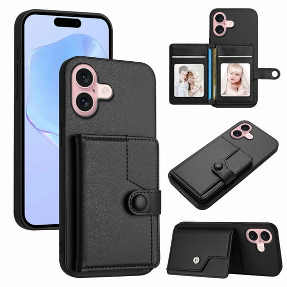 Magnetic Leather Phone Wallet Case Card Slot Shockproof Flip Back Cover For iPhone 16 15 14 13 12 11 Mini Pro Plus ProMax XR XS XSMax 7Plus 8Plus 7G 8G