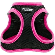 Angle View: Downtown Pet Supply No Pull, Step in Adjustable Dog Harness with Padded Vest, Easy to Put on Small, Medium and Large Dogs (Black with Pink Trim, XL)