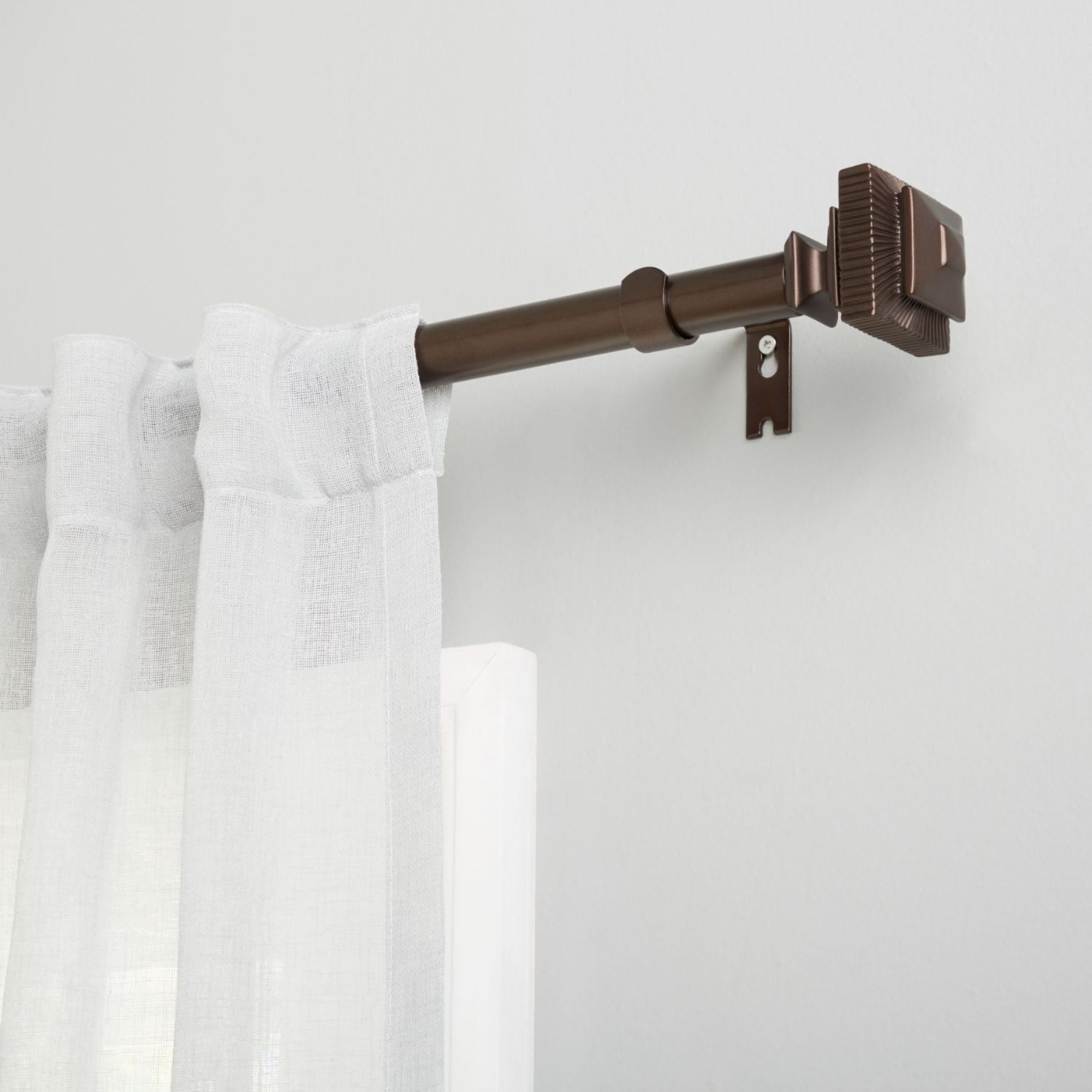 Exclusive Home Rockwell 1" Window Curtain Rod and Finial Set, Adjustable 36"-72", Oil Rubbed Bronze