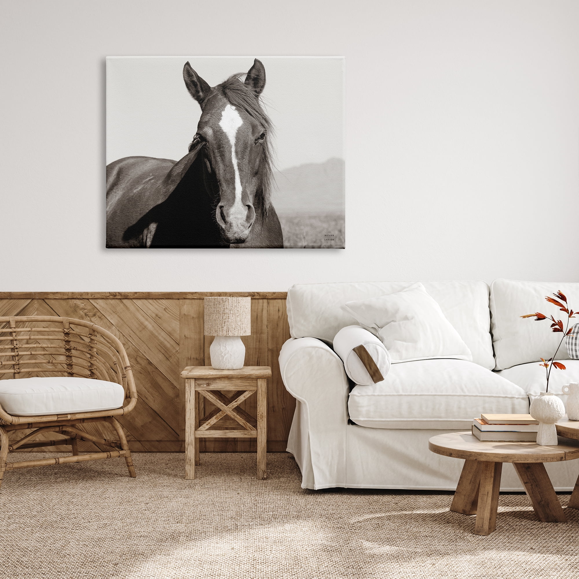 Stupell Industries Windblown Stallion Portrait Animals & Insects Photography Gallery Wrapped Canvas Print Wall Art, 48 x 36