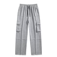 thumbnail image 4 of PADFRYBK Plus Size Wide-Leg Pants For Men Workwear Casual Loose Pants Solid Color Sweatpants Cargo Sweatpants, 4 of 9