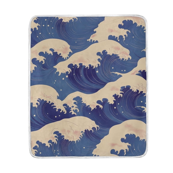 Yayeee Throw Blanket for Couch Soft Warm 50" x 60" Sofa Chair Bed Decoration, Blue Wave Pattern