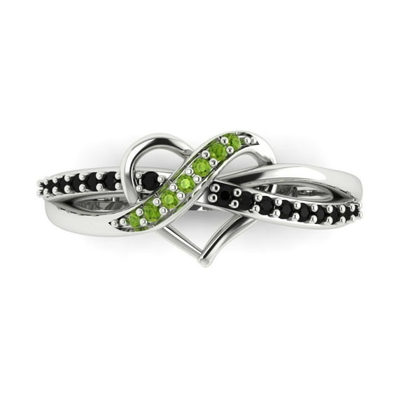 Solitaire with Accents Engagement Ring for Women - 0.22ct Natural Peridot in 14K White Gold Promise Ring