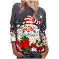 thumbnail image 2 of Pntutb Moda Mujer Cuello Redondo Manga Larga Estampado Casual Camiseta Blusa Pntutb Pntutb-8240, 2 of 8
