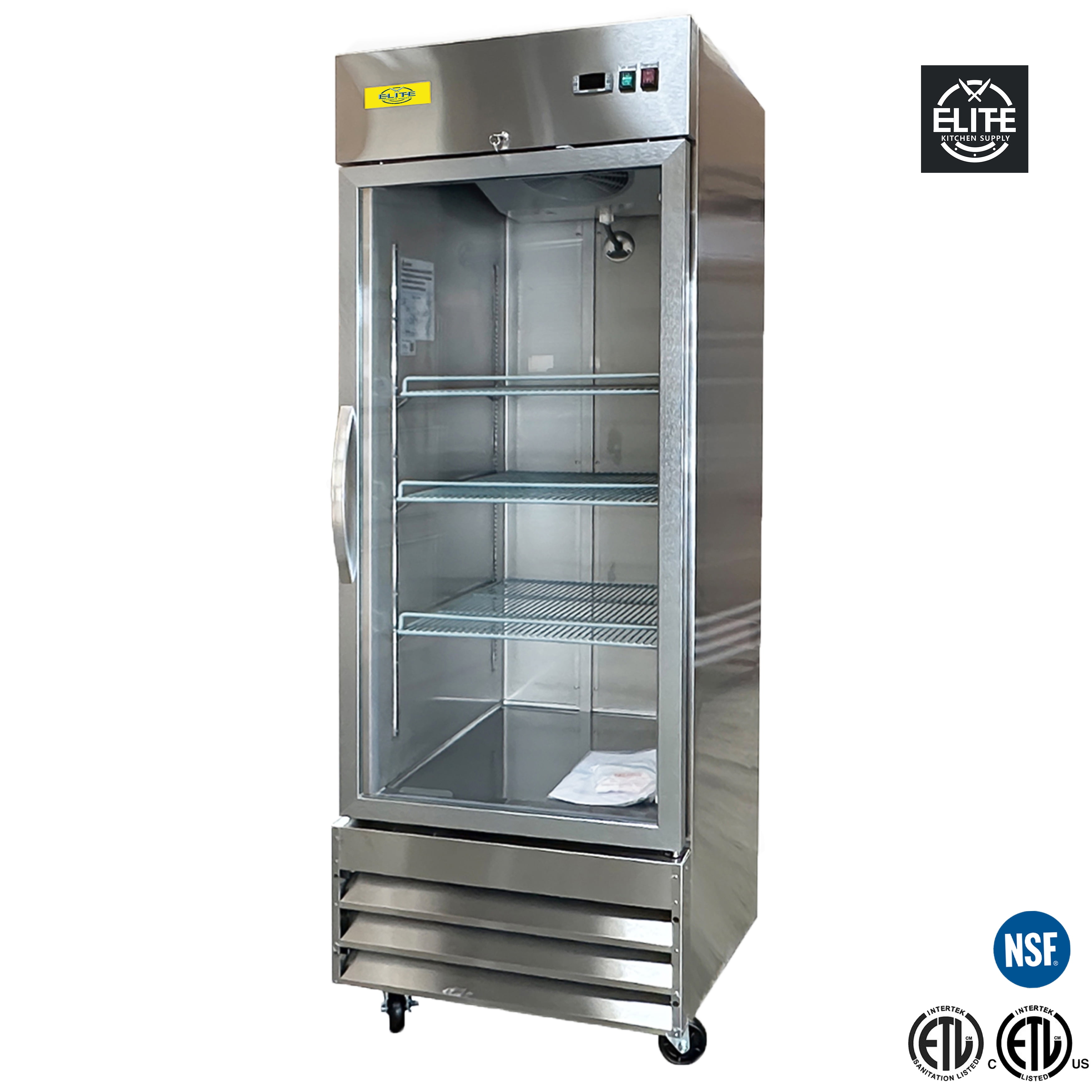 29 in. Glass Door Commercial Merchandiser Refrigerator 23 Cu. Ft. Cooler in Stainless Steel with Lock, NSF ETL