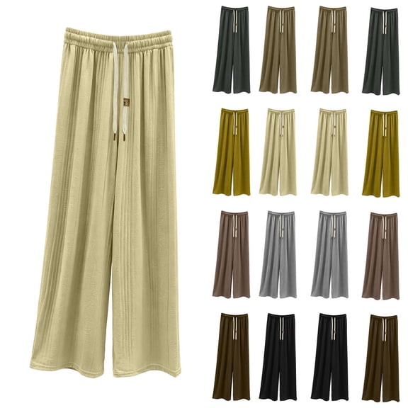 YanHoo Pajama Pants Women Drawstring Elastic Waist Wide Leg Pant Comfy Lounge Pjs Bottom Casual Sleepwear