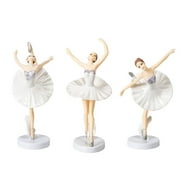 Angle View: 3Pcs Dancing Girl Ballerina Figurine Ballet Statuette Cake Miniature Topper Set