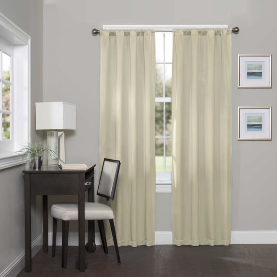 Eclipse Darrell Blackout Rod Pocket Window Curtain Panel, Natural, 37x95