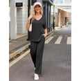thumbnail image 5 of Avidlove Pajama Set for Women Ribbed Knit Lounge Set Short Sleeve Pj Tops and Long Pants Two Piece Matching Outfit Sets with Pockets, 5 of 7
