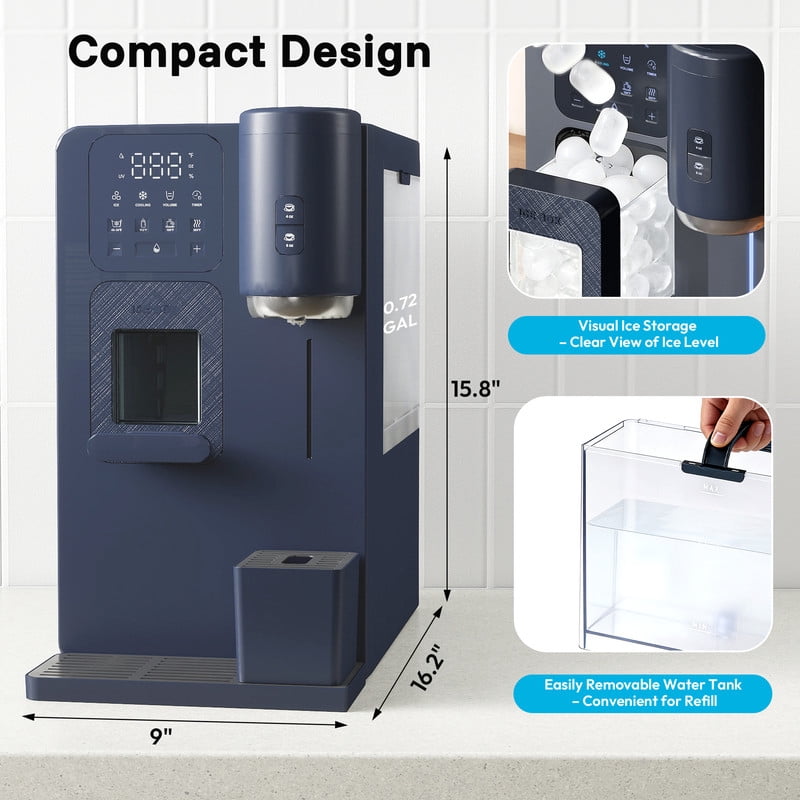Etust 6-in-1 Water Dispenser with Ice Maker, K-Cup Compatible Coffee Brewer, Hot/Cold/Warm Water, Compact Countertop Appliance for Home & Office