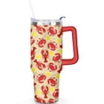 thumbnail image 2 of 40oz Colorful Red Crab Stainless Steel Flip Straw Tumbler Spill Proof Travel Cup Double Wall Vacuum Insulated Coffee Mug with Top Handle, 2 of 6