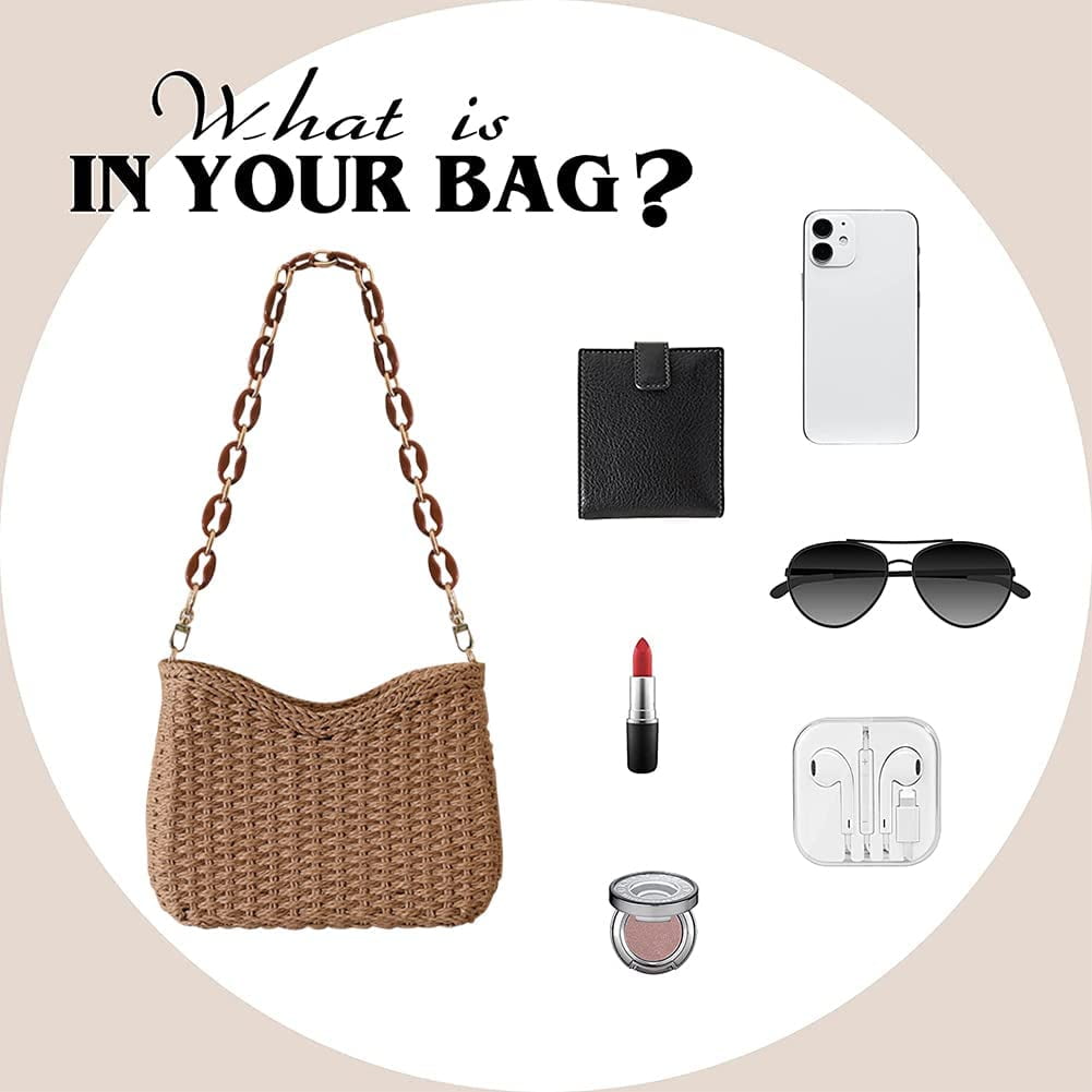 Straw Woven Shoulder Bag for Women Summer Beach Travel Crossbody Handbag Classics Satchel Purse