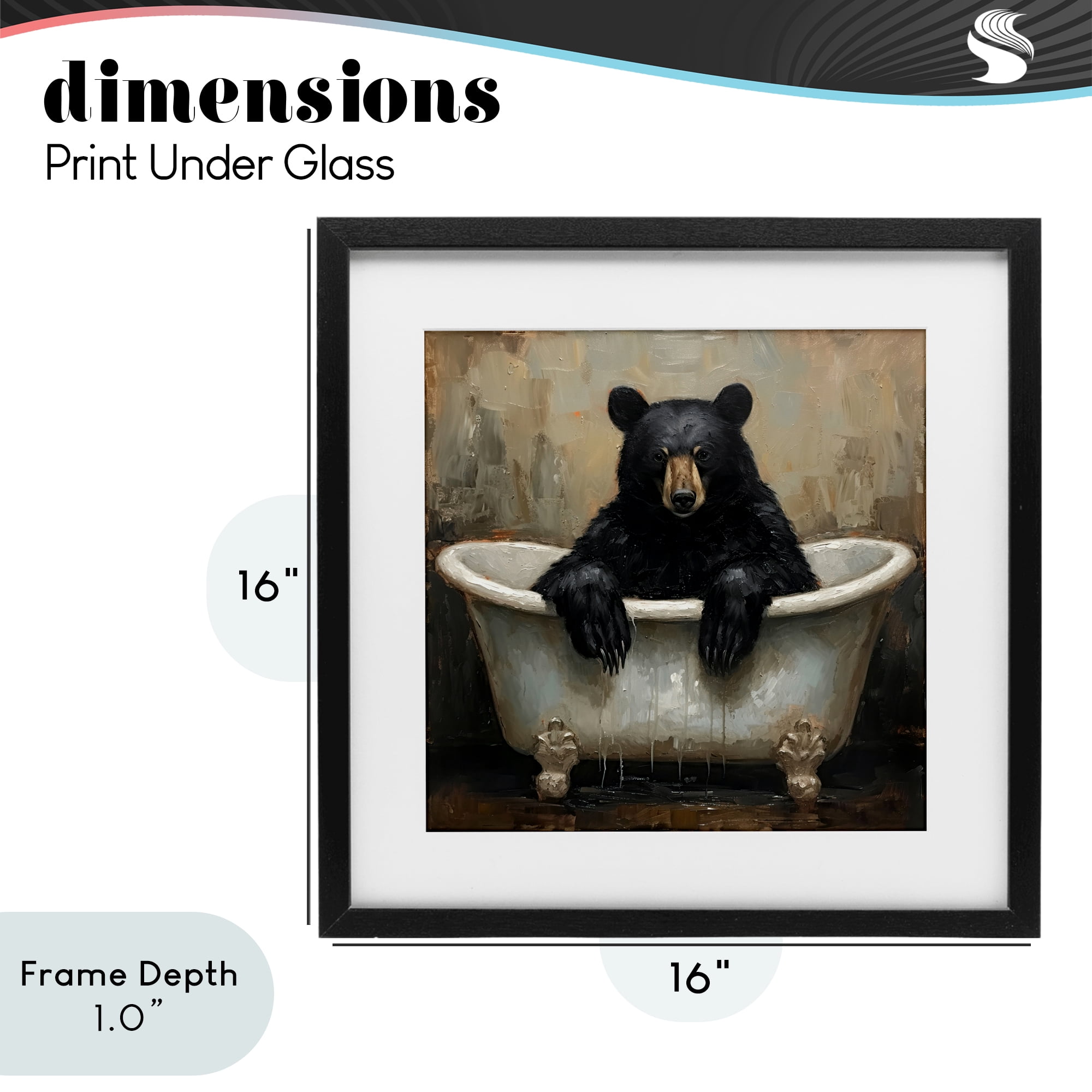 Stupell Industries Black Bear Bath Time Black Framed Print Under Glass, design by Tina LeCour