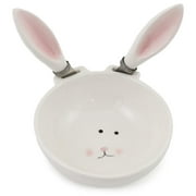 Boston International Easter Ceramic Bowl and Stainless Steel Spreader, 4.5 x 2-Inches, Baxter Bunny
