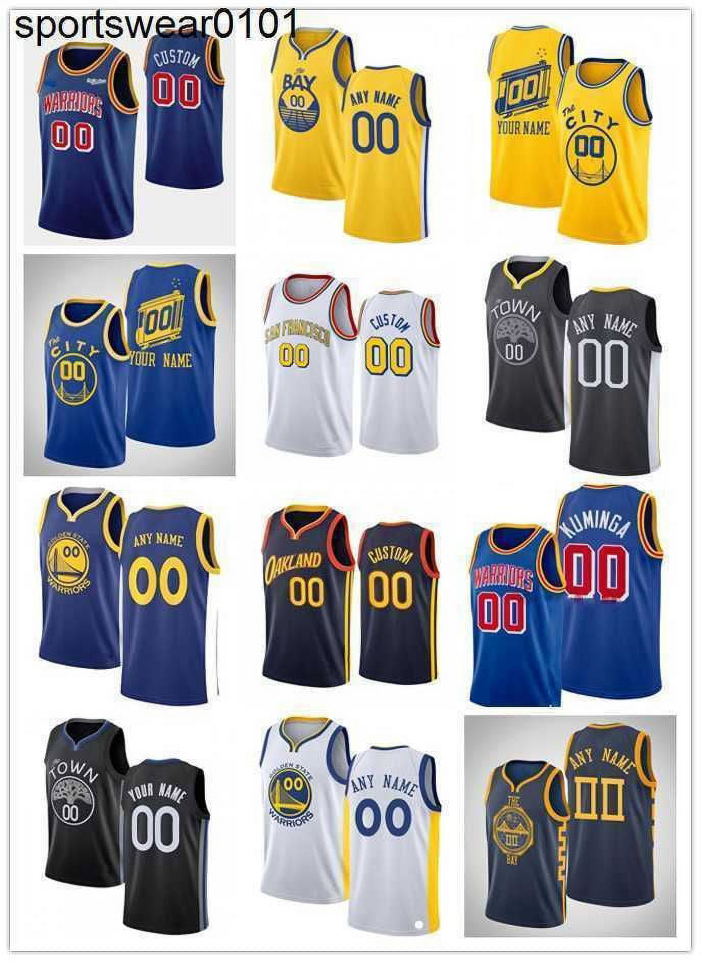 NBA_ basketball jersey Basketball Jersey 75th Custom Men Golden State'' Warriors''8 Nemanja Bjelica 9 Andre Iguodala 00 Jonathan Kuminga 1  D''nba''print 