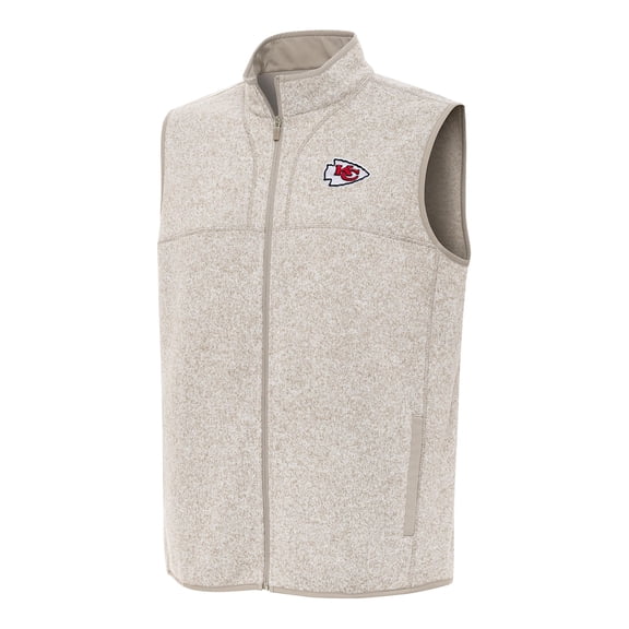 Men's Antigua  Oatmeal Kansas City Chiefs Fortune Full-Zip Vest