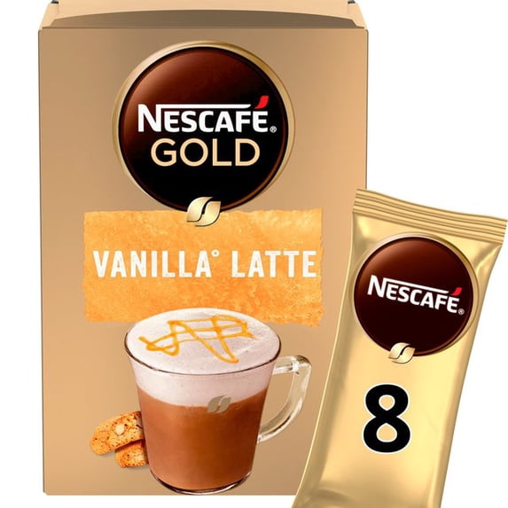 Nescafe Gold Vanilla Latte Instant Coffee 8 Sachets 148g (Pack of 2)