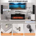 thumbnail image 3 of KOKEBREN 70"Wide TV Stand with Electric Fireplace for TVs Up to 80 Inch,12 Colors LED Lights & Flame,2 Tier Storage 2 Door Cabinet for The Living Room TV Stand,White, 3 of 7