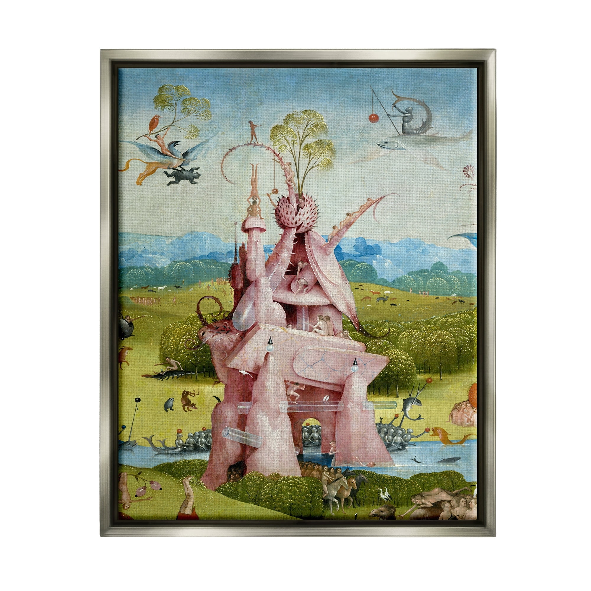 Stupell Industries Garden of Earthly Delights Left Panel Detail Hieronymus Bosch Painting Painting Luster Gray Floating Framed Canvas Print Wall Art, Design by one1000paintings