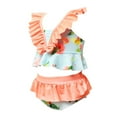 thumbnail image 3 of FRSASU Toddler Kids Baby Girls Summer Ruffled High Waist Bikini Print Split Swimsuit, 3 of 9