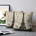 thumbnail image 2 of Pillow Covers 16x16 Set of 2, Paris Tower Throw Pillow Covers Decorative Couch Cushion Cover, Vintage Words Beige Grey Microfiber Soft Square Pillowcases for Bedroom Living Room Sofa, 2 of 9