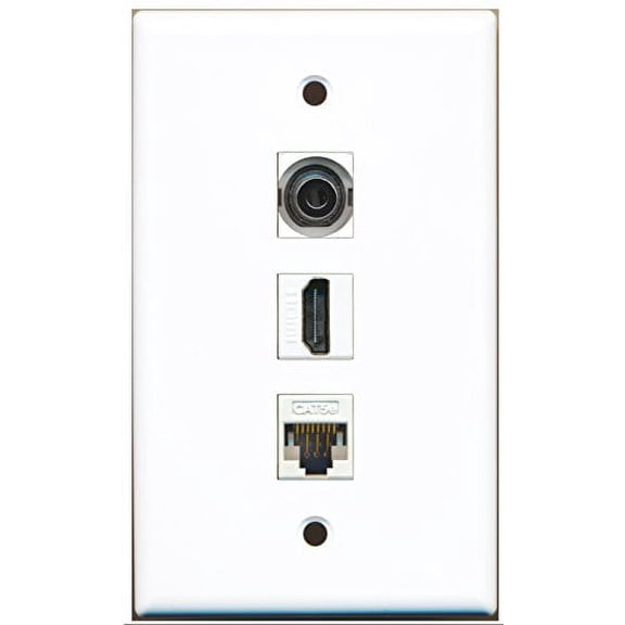 RiteAV - 1 Port HDMI 1 3.5mm 1 Cat5e Ethernet White Wall Plate