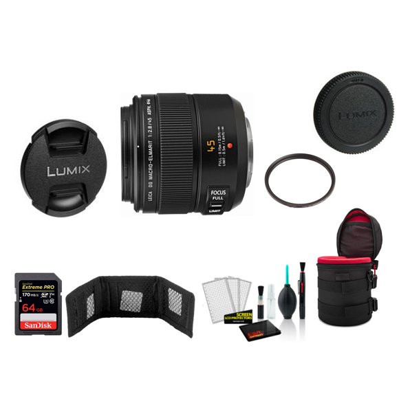 Panasonic Leica DG Macro-Elmarit 45mm F/2.8 ASPH. MEGA O.I.S. Lens Kit with Memory Card