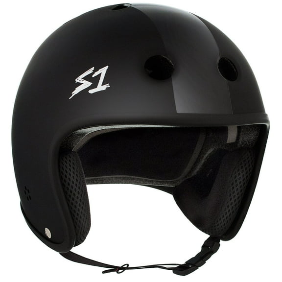 S1 Retro Lifer Helmet - Black Matte with Black Stripes