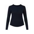 thumbnail image 3 of No Boundaries Ribbed Crewneck Tee with Long Sleeves, 1 or 2-Pack, Women's & Women's Plus XXS-XXL, 3 of 5