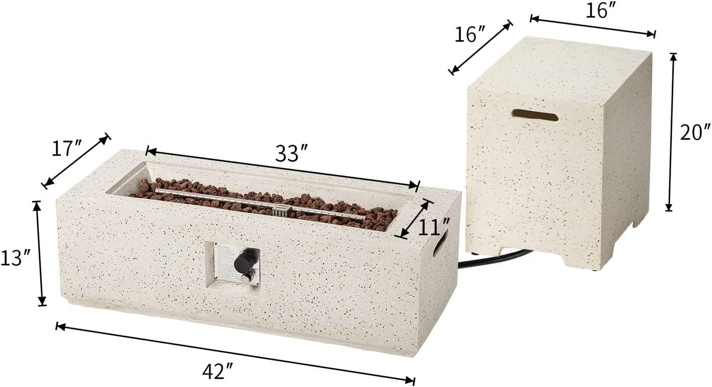VENTOPYR 42" Rectangle Propane Fire Pit Table Set with 50,000 BTU with Waterproof Cover