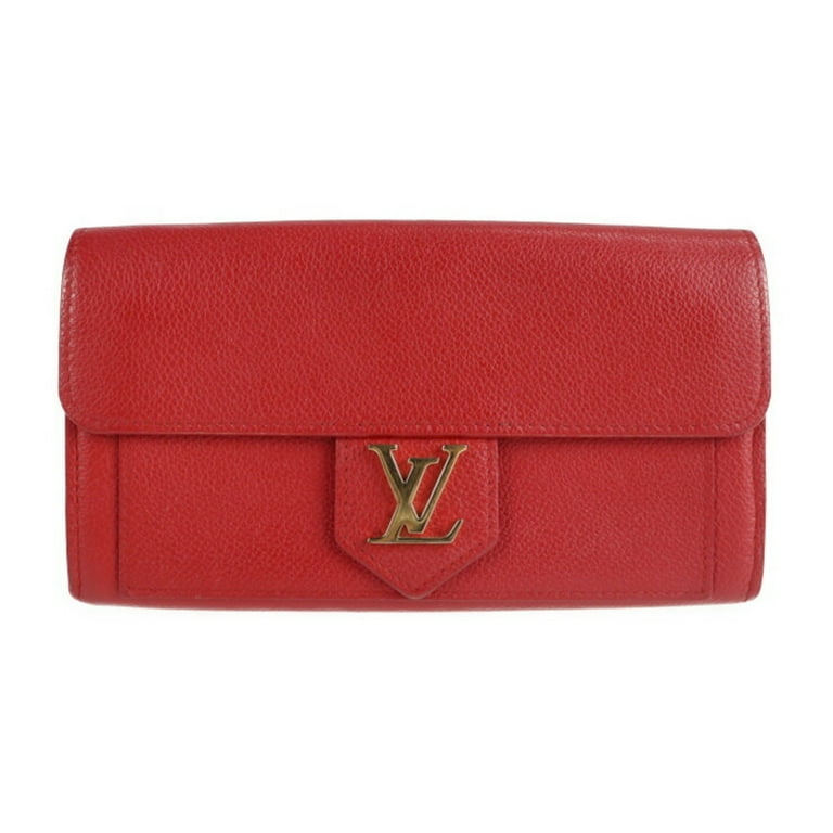 Louis Vuitton Red/White Leather Lockme Zippy Wallet