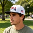 thumbnail image 6 of USA Flag Embroidered Flat Brim Baseball Cap, Unisex Hip‑Hop Snapback Sun Hat For Street Dancing Casual Wear, 6 of 8