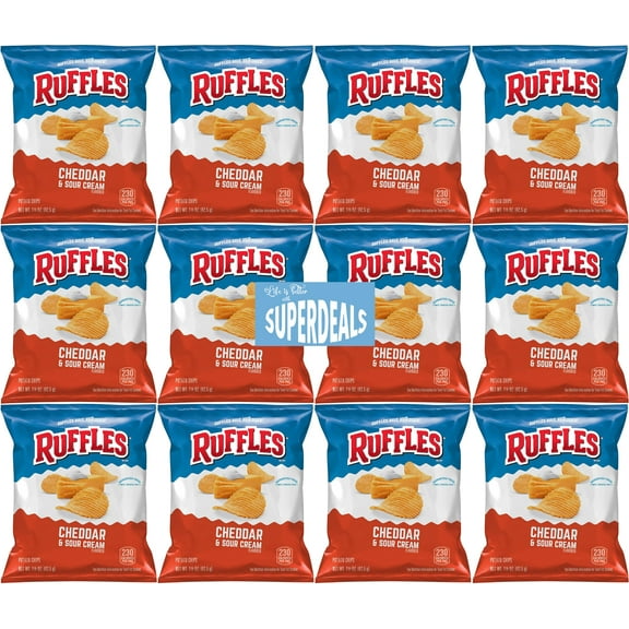 Ruffles Potato Chips, Queso, 1.5 Ounce Bag (Pack of 12) Value Pack Bundled by SUPERDEALS with Mystery Gift