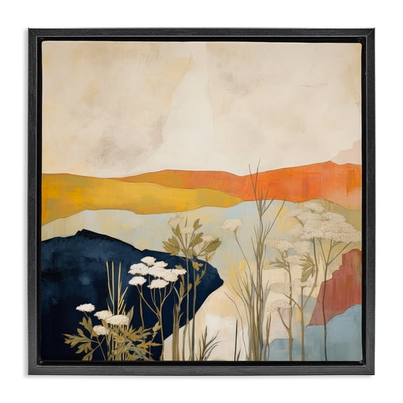 Stupell Industries Complex Desert Layers Landscape & Nature Painting Black Floater Framed Canvas Art Print Wall Art, 18 x 18