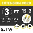 thumbnail image 3 of EP Rallonge Lumineuse Extérieure Intérieure de 3 Pi - Câble d'Extension Jaune Robuste 10/3 SJTW avec Fiche à 3 Broches Mise à la Terre pour la Sécurité, 3 of 5