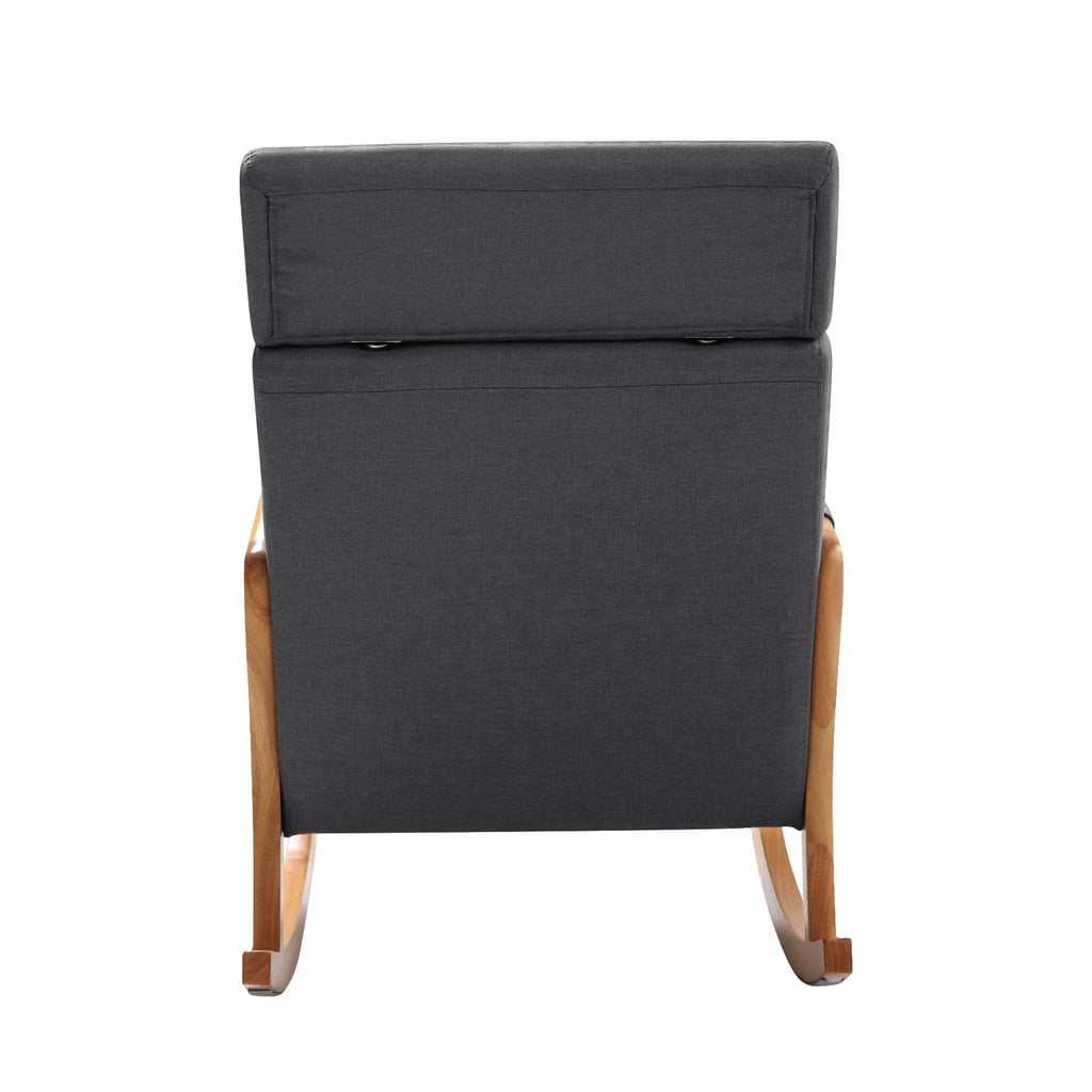Solid Wood Rocking Chair, Nursery Upholstered Glider Rocker, Rocking Accent Chair with High Backrest, Pillow and Magazine Side Pocket for Living Room Bedroom Study(Set of 2, Grey)