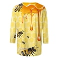 thumbnail image 5 of JTZGDY Bee Shirts for Women Funny Printed Plus Size Summer 3/4 Sleeve Round Neck Graphic T-Shirts Loose Oversized Casual Tunic Blouse Holiday Outfit Gift Clothes Yellow#01 M, 5 of 6
