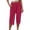 Hot Pink, variant on Women's Capri Pants Summer elastic waist button waist solid color button detail with pockets soft fabric Yellow XL