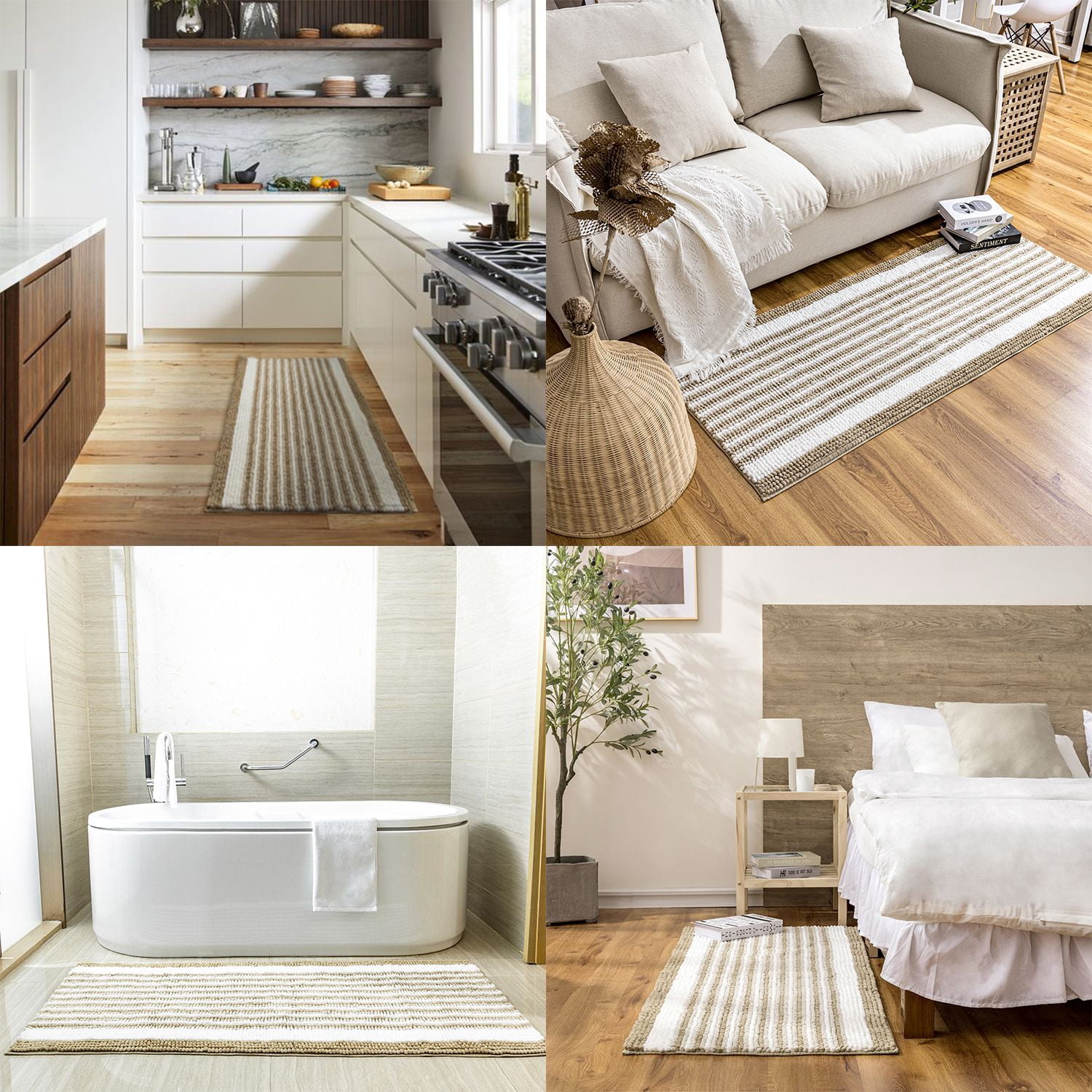 Phantoscope Soft Chenille Bathroom Rug, 20 x 30 in, Quick Dry, Non-Slip Backing, Off White