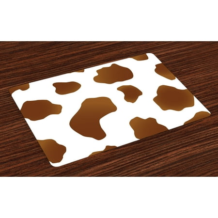 Cow Print Placemats Set of 4 Brown Spots on a White Cow Skin Abstract Art Cattle Fur Farm Animals Cowboy Barn, Washable Fabric Place Mats for Dining Room Kitchen Table Decor,White Brown, by (Best Place To Farm Heavy Hide)