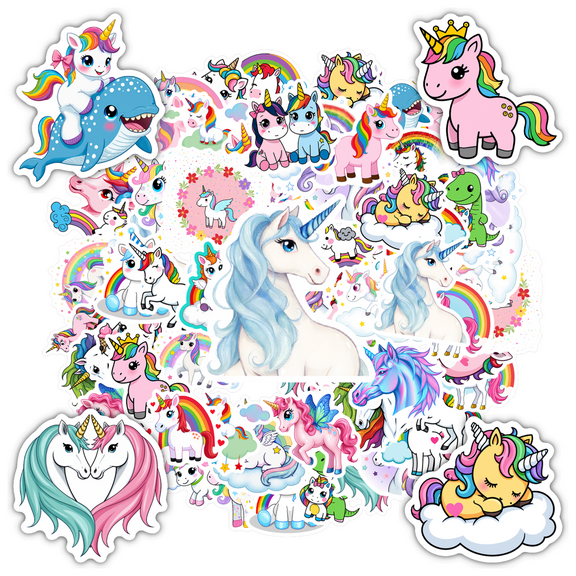 35pcs Cute Unicorn Stickers Fantasy Animal Stickers Colorful Kids Stickers for Luggage Laptop Guitar Phone